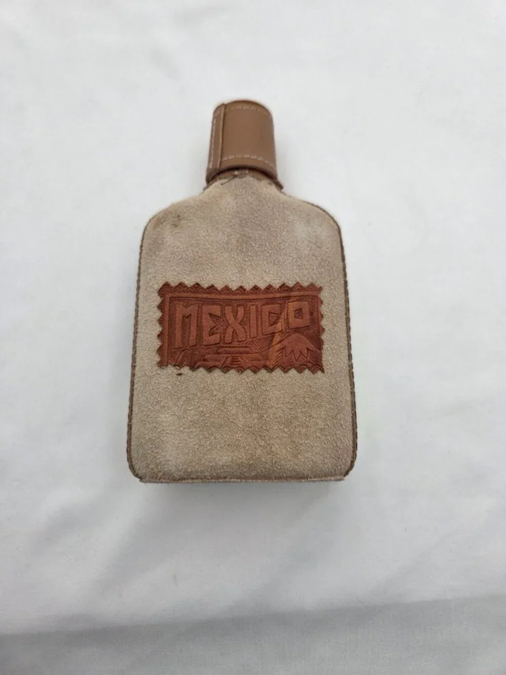 Vintage Mexican Cowhide Wrapped Glass Bottle Decanter Rustic Western Decor
